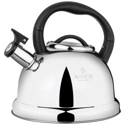 ЧАЙНИК AGNESS СО СВИСТКОМ, 3,0 Л И СКЛАДЫВАЮЩЕЙСЯ РУЧКОЙ