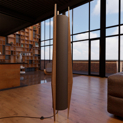 Напольный светильник из натурального дерева в светлом интерьере Scandi