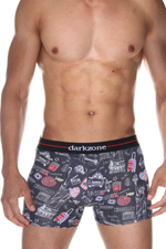 Темно-серые трусы-боксеры с принтом в виде путевых заметок (Размер: L) (Цвет: темно-серый)