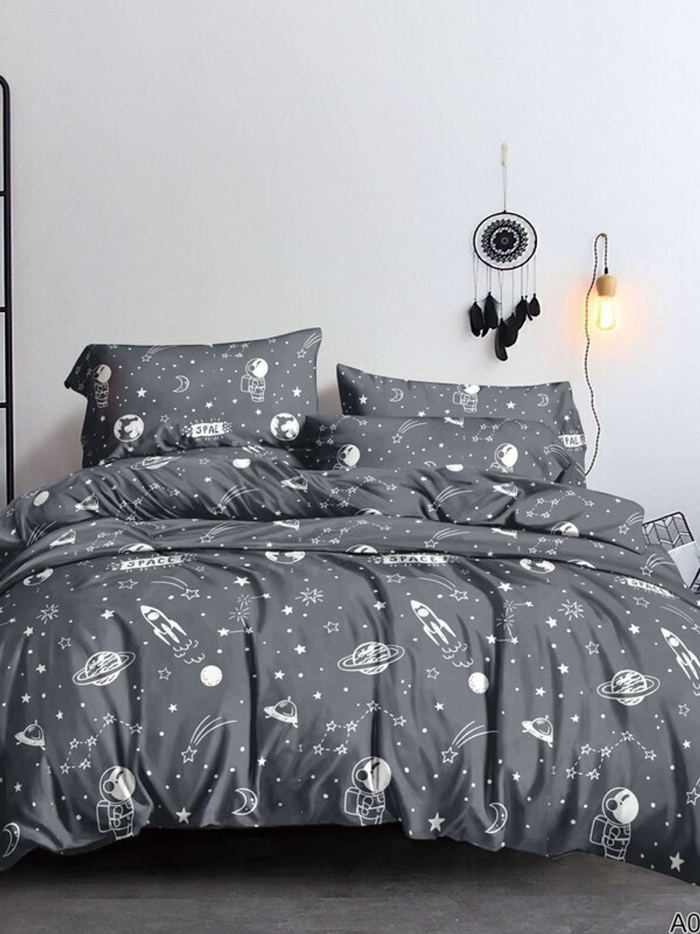 Постельное белье 1,5 полисатин Павлайн Звезды на сером (ПТ) 0291-1