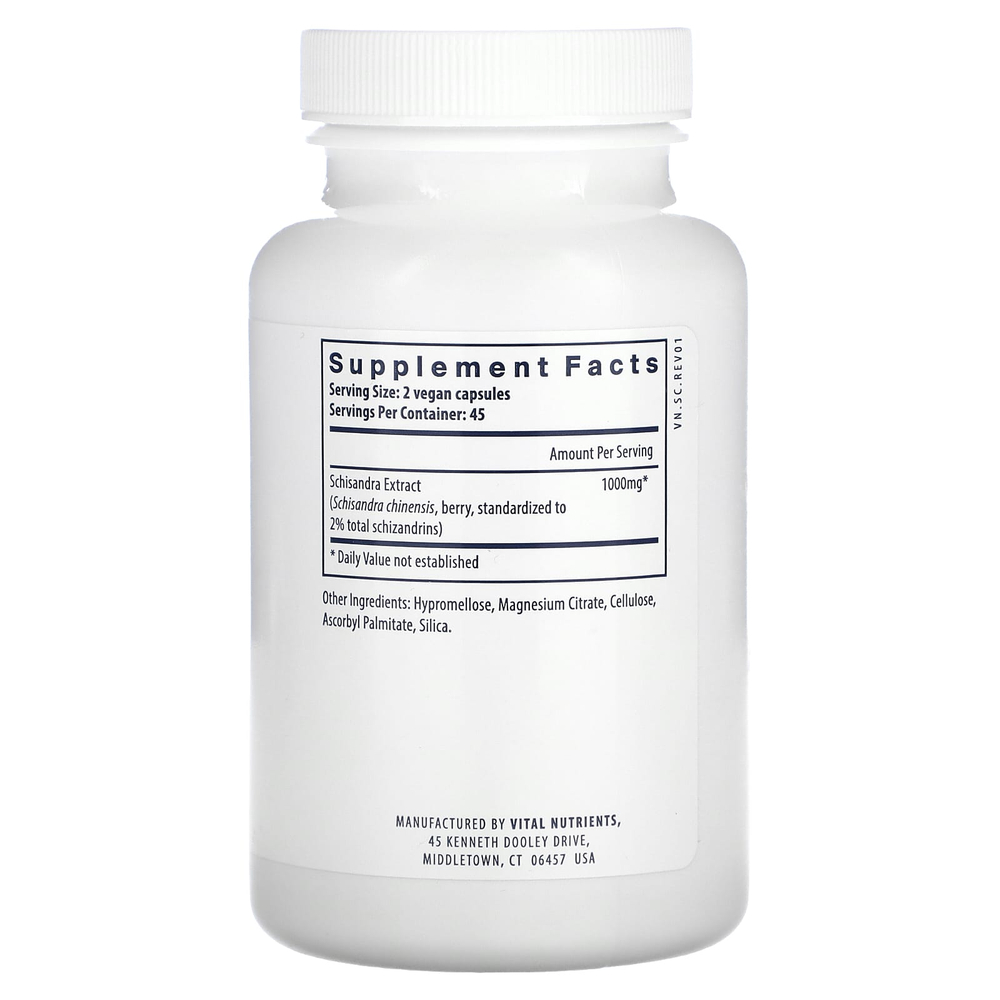 Vital Nutrients, экстракт лимонника, 90 веганских капсул (500 мг в 1 капсуле)