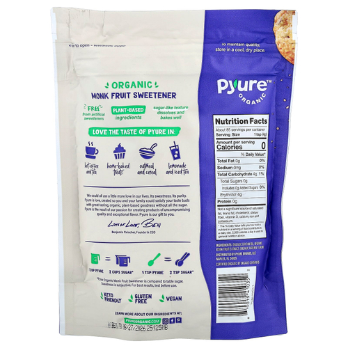 Pyure, Органический подсластитель из архата, 340 г (12 унций)
