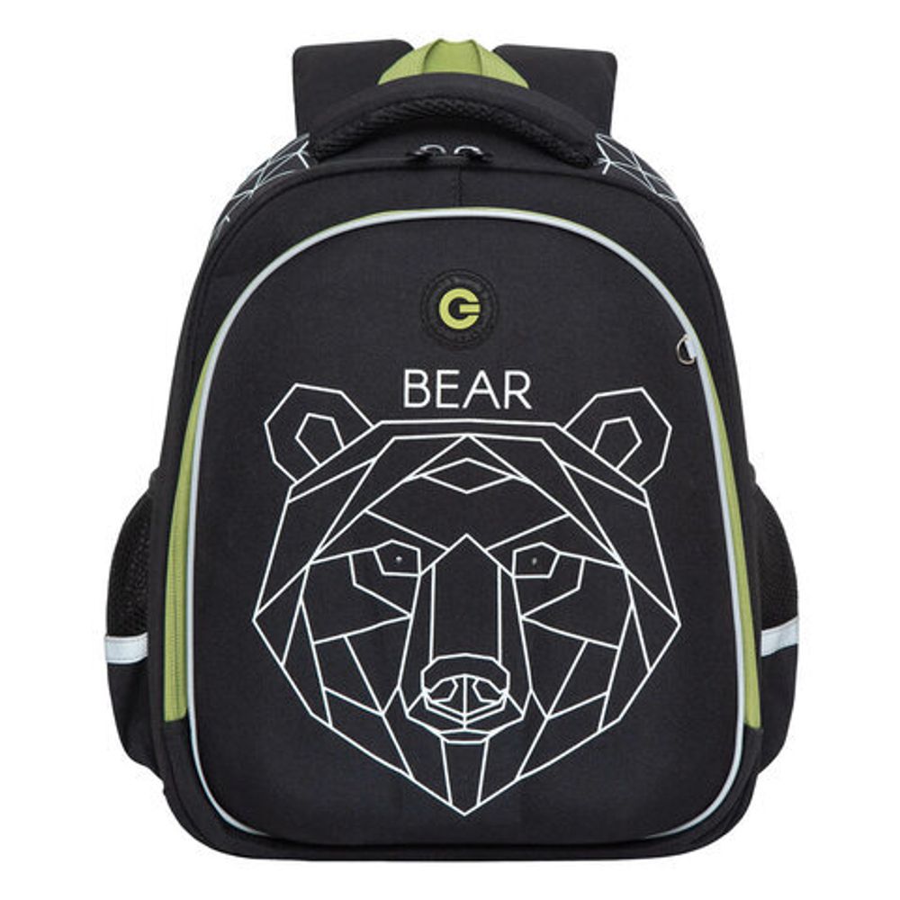 Ранец GRIZZLY анатомическая спинка, c бейджем, для мальчиков, "BEAR", 36х28х20 см, RAz-287-9/1