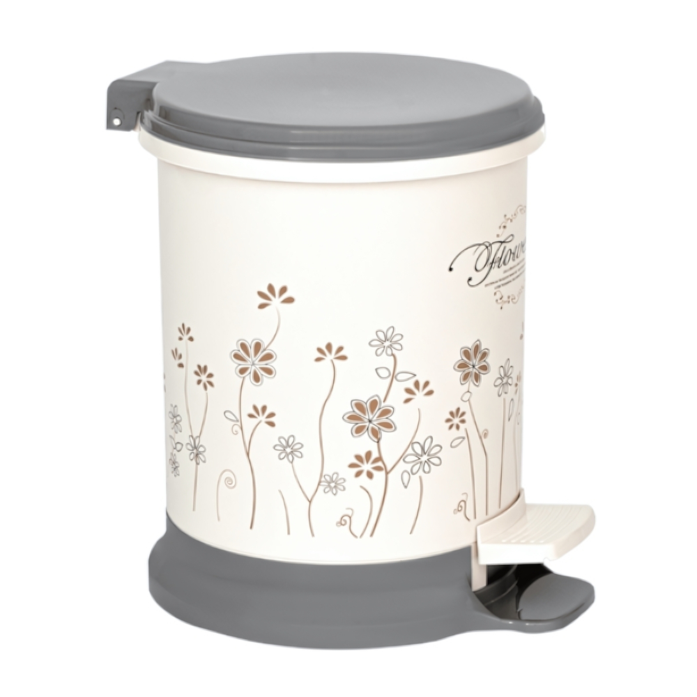 Ведро для мусора с педалью 11л с рисунком "Флора", устойчивое