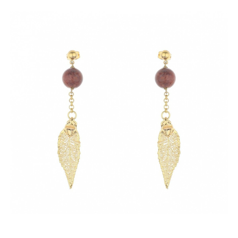 Серьги листья Ester Bijoux Лист F715C-G BR