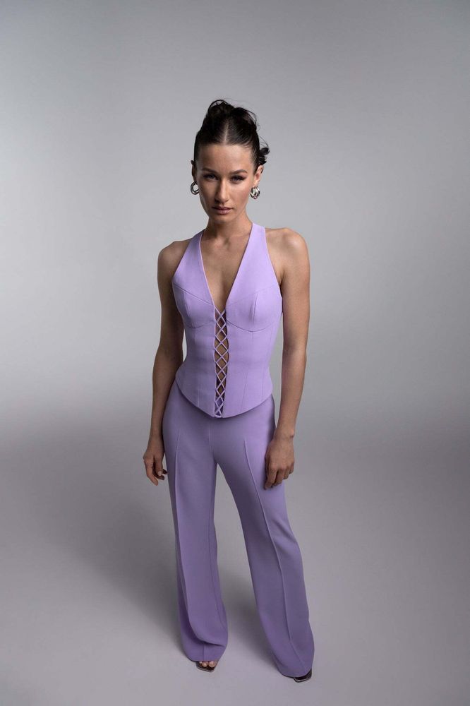 Брюки расклешенные из крепа