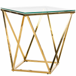 Столик журнальный LA ALTA CELESTE прозрачное стекло 50*50*55, каркас золото