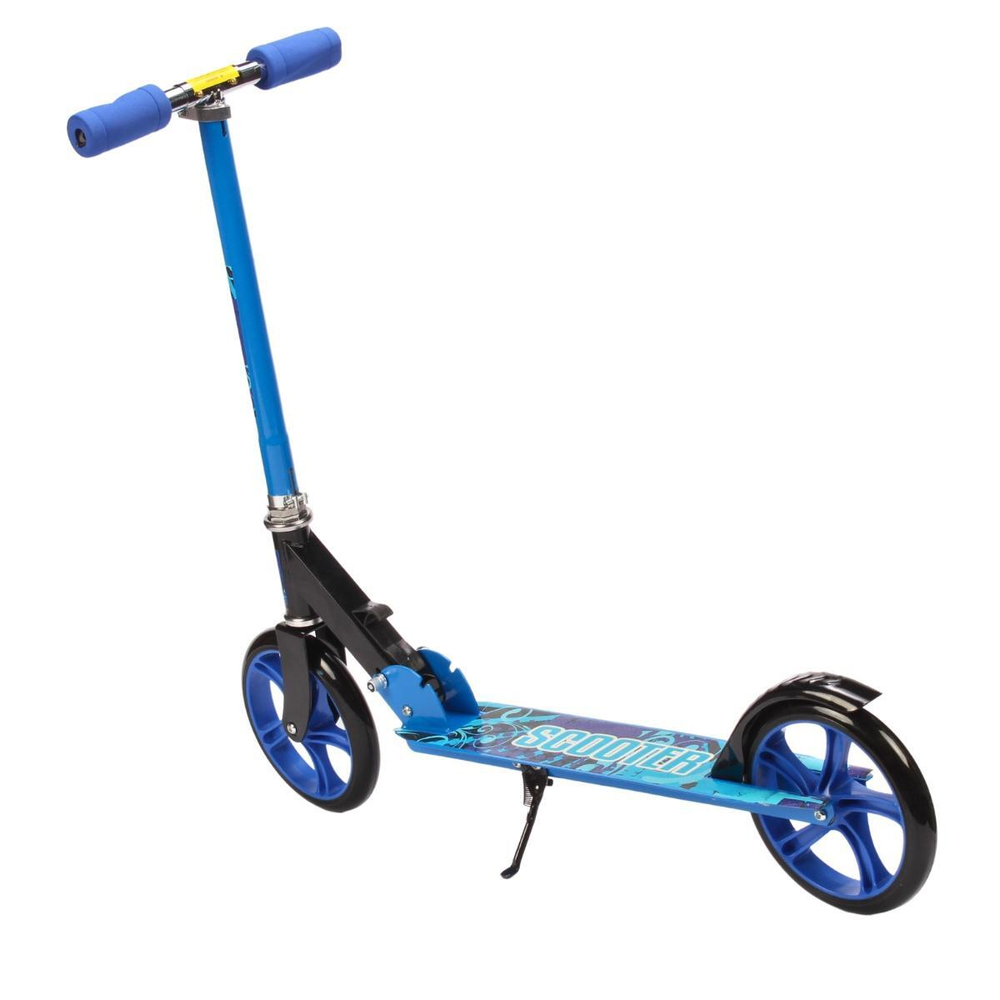 Самокат 2х-колес металл,р-р колеса PU 200мм, диски пластик, ручка металл,регул.по высоте, складной