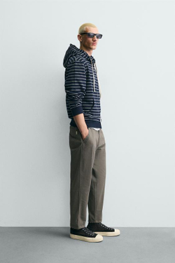 ZARA БРЮКИ CARROT FIT С ЭФФЕКТОМ ПОТЕРТОСТИ, ХАКИ