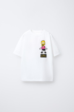 ZARA ФУТБОЛКА С ГРАФФИТИ BART THE SIMPSONS ™ MATT GROENING, БЕЛЫЙ