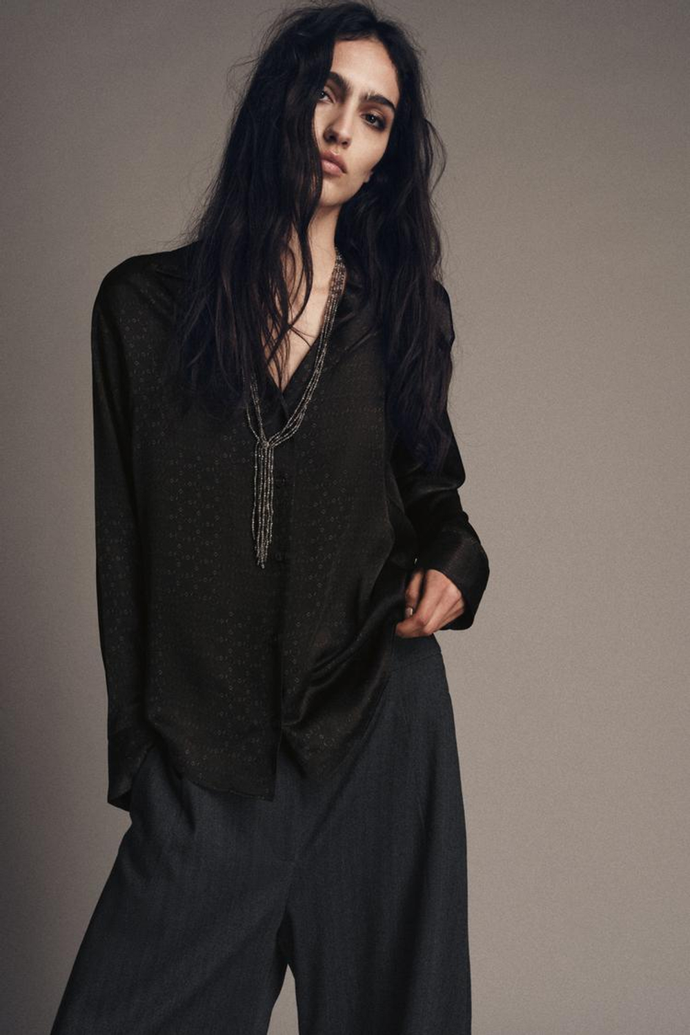 ZARA ШЕЛКОВАЯ РУБАШКА В ПИЖАМНОМ СТИЛЕ — ZW COLLECTION, РАЗНОЦВЕТНЫЙ