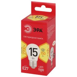 Лампа светодиодная ЭРА RED LINE LED P45-15W-827-E27 R 15Вт шар теплый белый свет E27 | Лампы cветодиодные Шар (G/P)