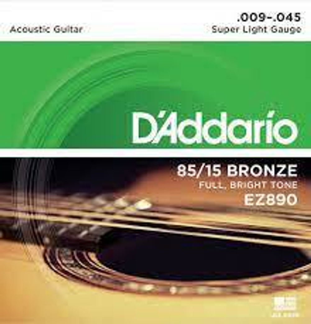 D`ADDARIO EZ890 струны для акустической гитары, бронза 85/15, Super Light 9-45.