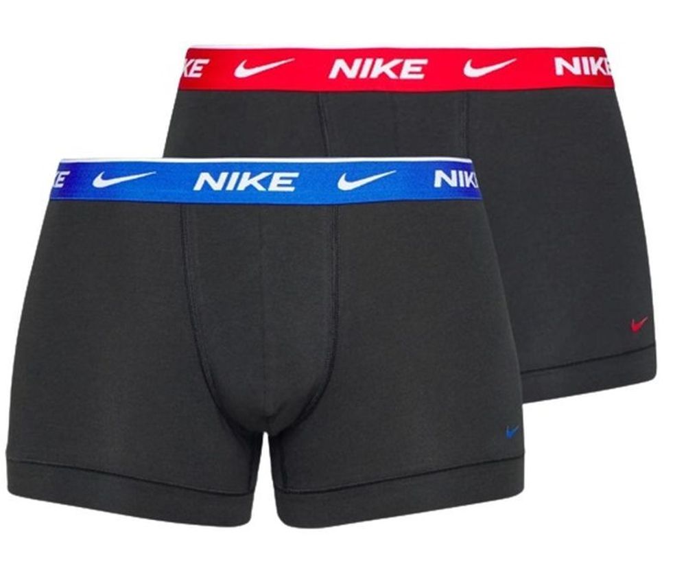 Мужские спортивные боксеры Nike Everyday Cotton Stretch Trunk 2P - black/univeristy red/game royal