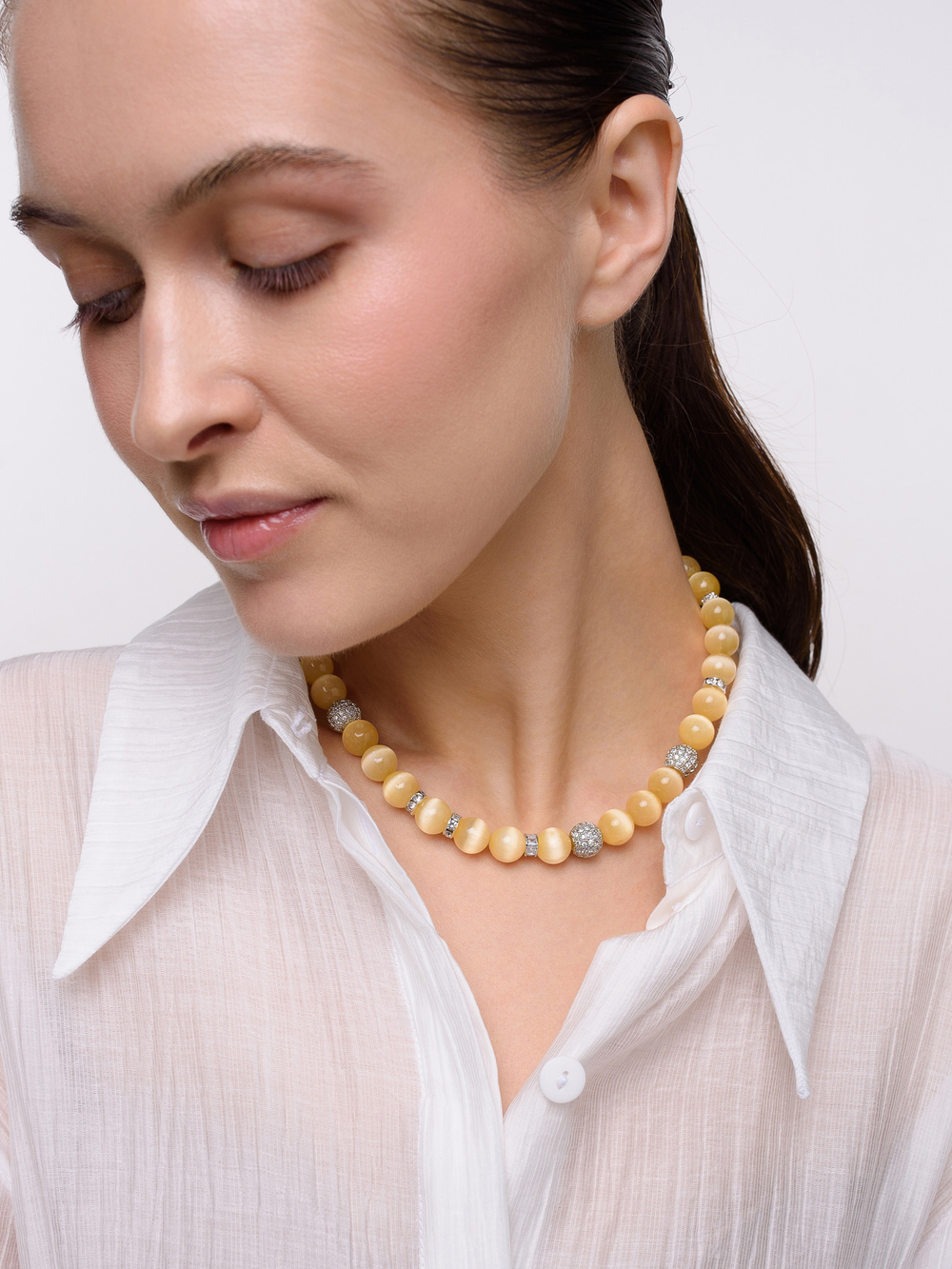 Колье "Summer disco yellow" селенит