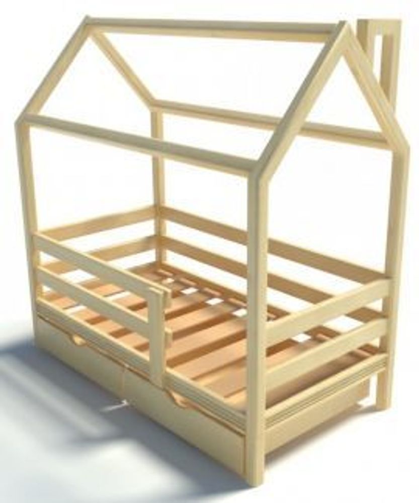 Кровать подростковая домик &quot;Классика&quot; 160*80 см без покраски 2 борта, (Pirogova wood)