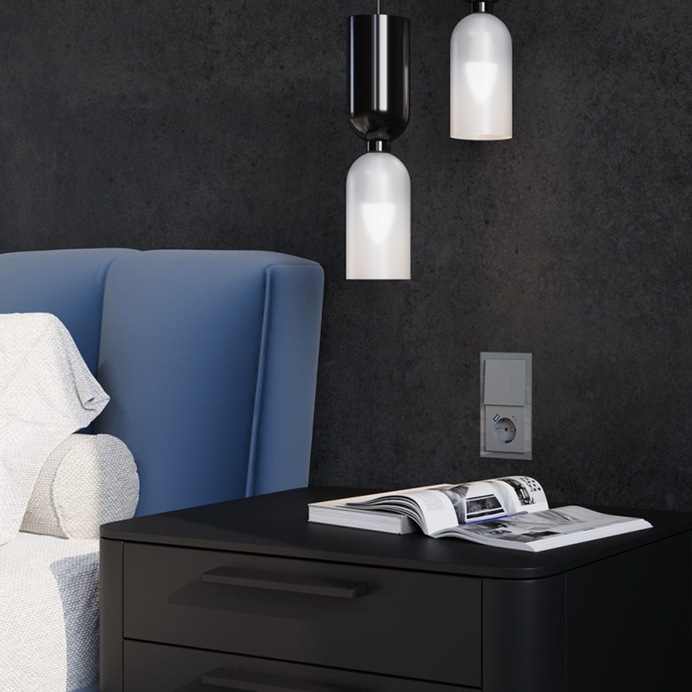 Выключатель встраиваемый VOLTUM S70 трехклавишный 10А, (сталь)