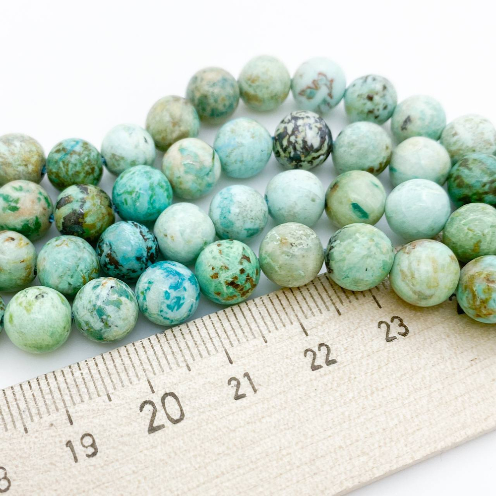 Бирюза (имитация), диаметр 7,5-7,7 мм, цена за 23-24 шт (1/2 нити)