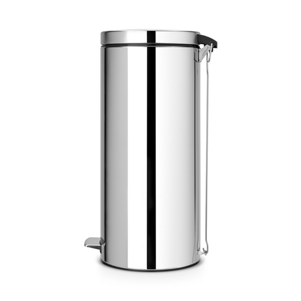 Ведро для мусора Brabantia полированная сталь 30л вид сбоку