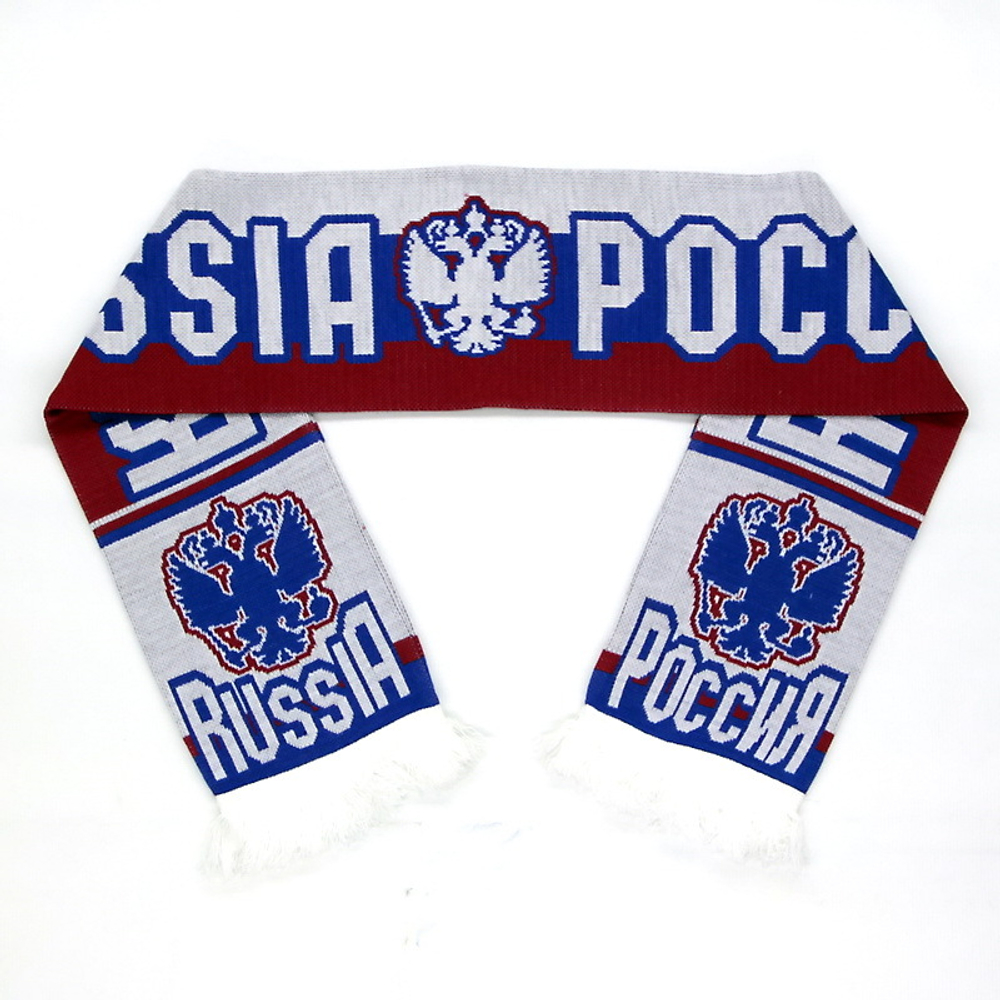 Шарф Россия триколор вязаный