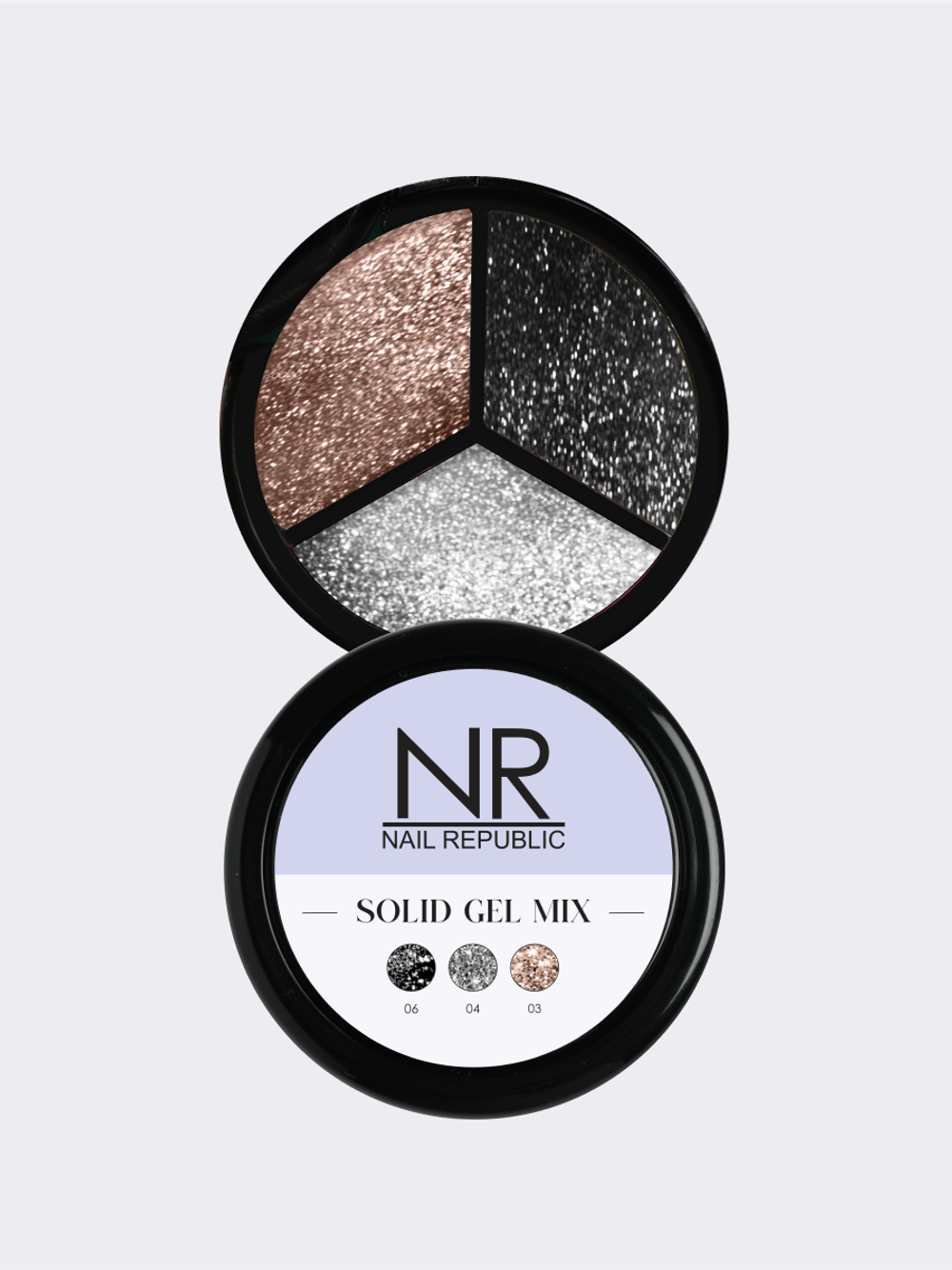 NR Solid Gel Mix Твердые гель-лаки Palette 02 (flash 06, flash 04, flash 03), 3х5гр