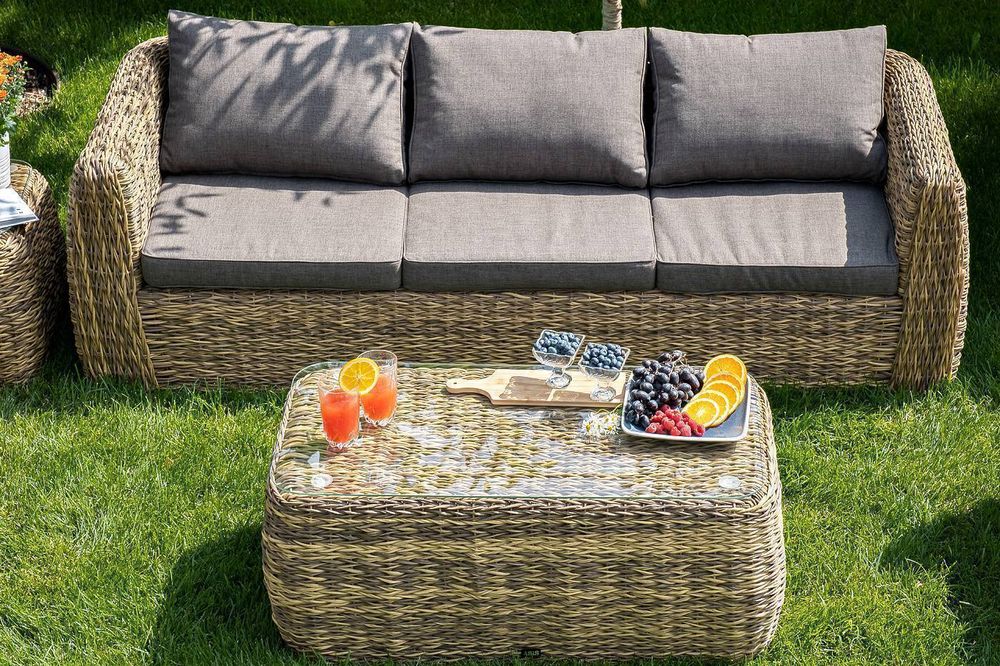 "Кальяри" журнальный столик из искусственного ротанга (гиацинт), цвет соломенный