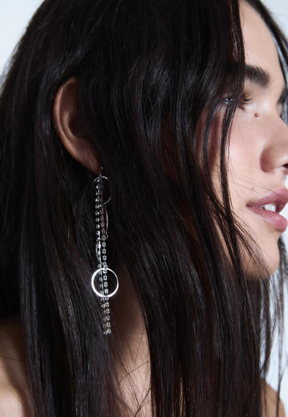 STRADIVARIUS Серьги-подвески со стразами, серый