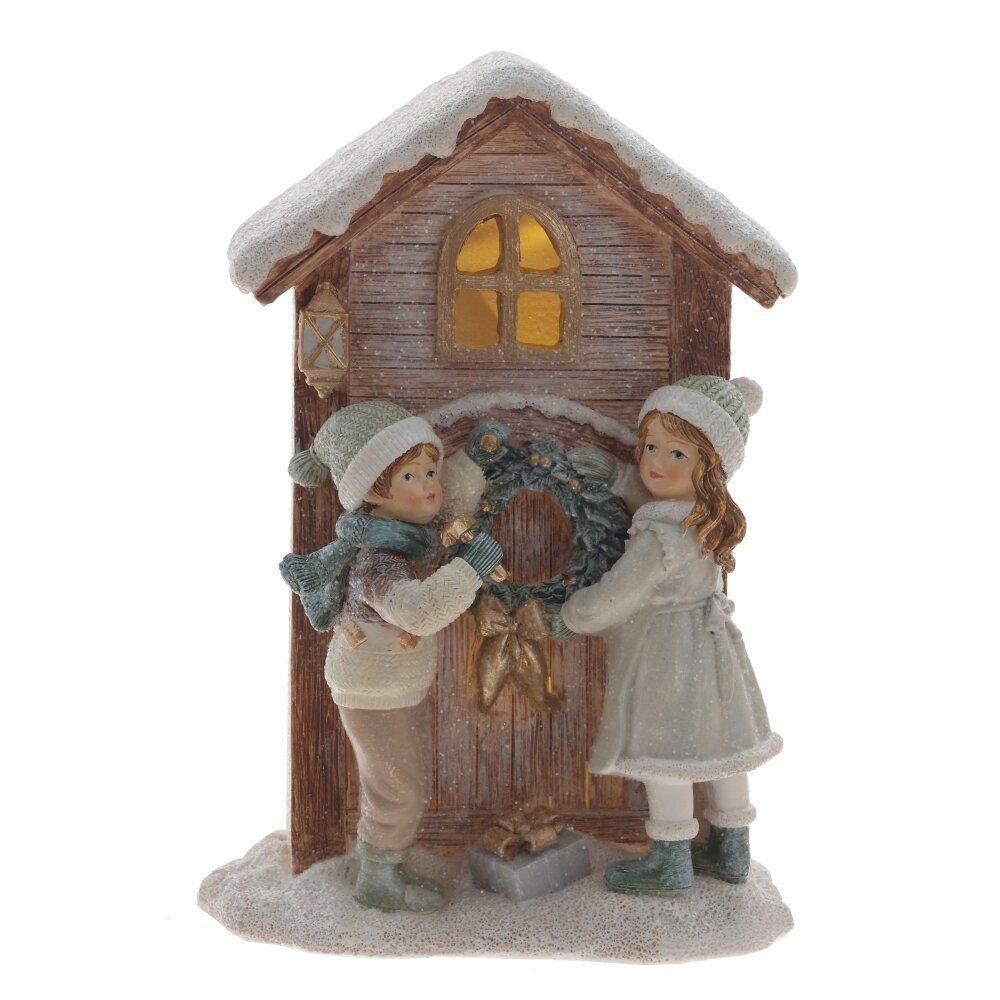 GAEM Фигурка декоративная с подсветкой "Дети и домик", L13 W10 H19 см