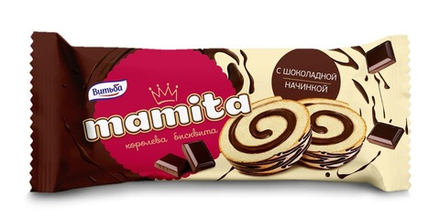 Бисквитный рулет "Mamita" с шоколадной начинкой 150г. Витьба
