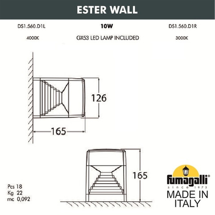 Светильник уличный настенный FUMAGALLI ESTER WALL DS1.560.000.LXD1L