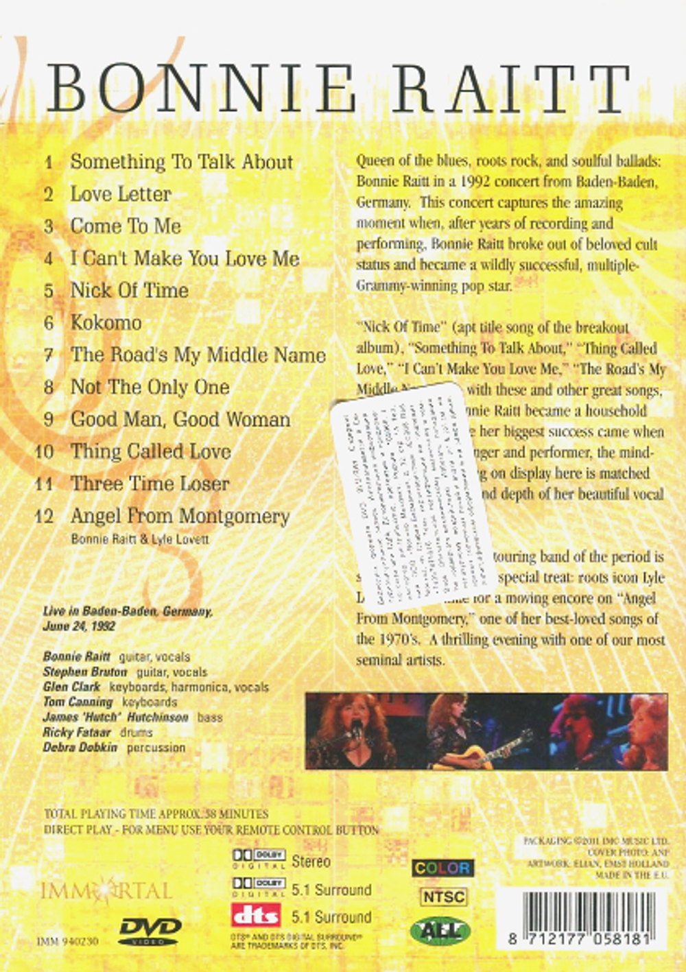 Bonnie Raitt / Live In Germany 1992 (DVD)