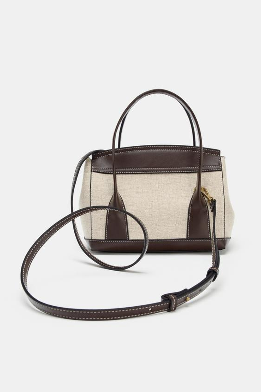 ZARA КОМБИНИРОВАННАЯ СУМКА CITY, СВЕТЛО-БЕЖЕВЫЙ