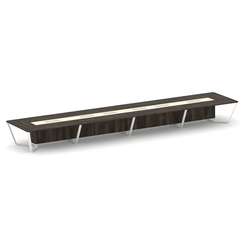 Steel Meet Стол переговорный прямоугольный KM-PR.B.SP-24 Дуб Мали/Ваниль Глянец/Металл Белый 8000*16