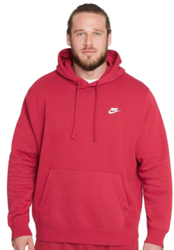 Мужская теннисная кофта Nike Sportswear Club Hoodie PO BB - pomegranate/pomegranate/white