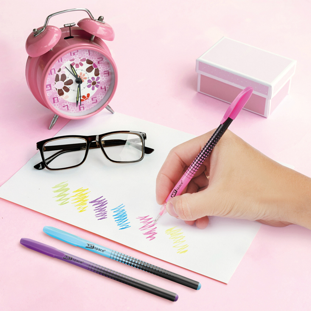 Набор гелевых ручек ArtSpace "Abstraction" 6шт.,06цв., 1,0мм, неоновые, ПВХ чехол