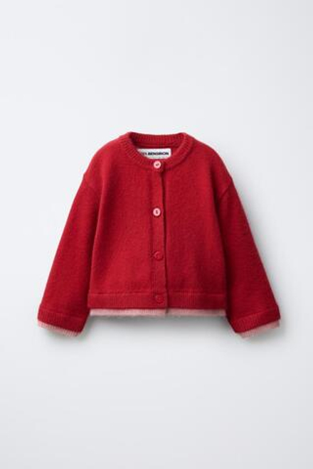 ZARA Х BENSIMON ® ТРИКОТАЖНЫЙ КАРДИГАН, КРАСНЫЙ