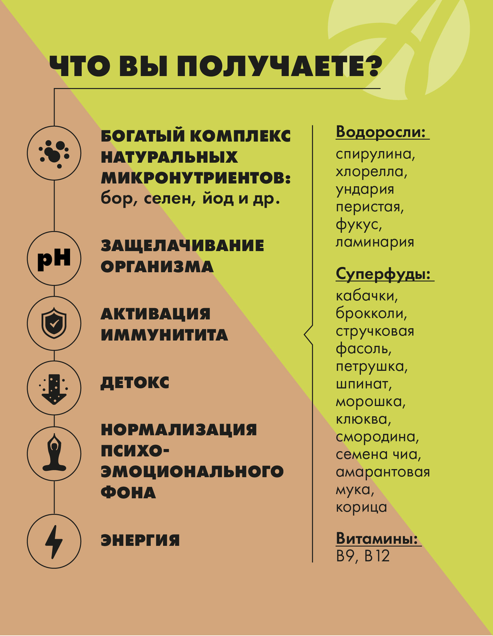 Виталити Фуд грин микс 150 гр. Системный суперфуд, способствует эффективному снижению оксидативного стресса и детоксикации организма