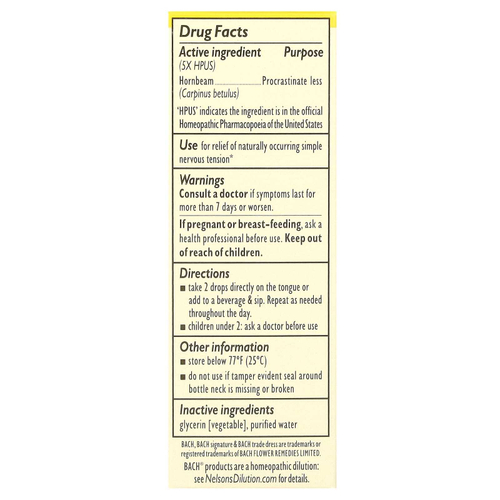 Bach, Original Flower Remedies, граб, 10 мл (0,35 жидк. унции)