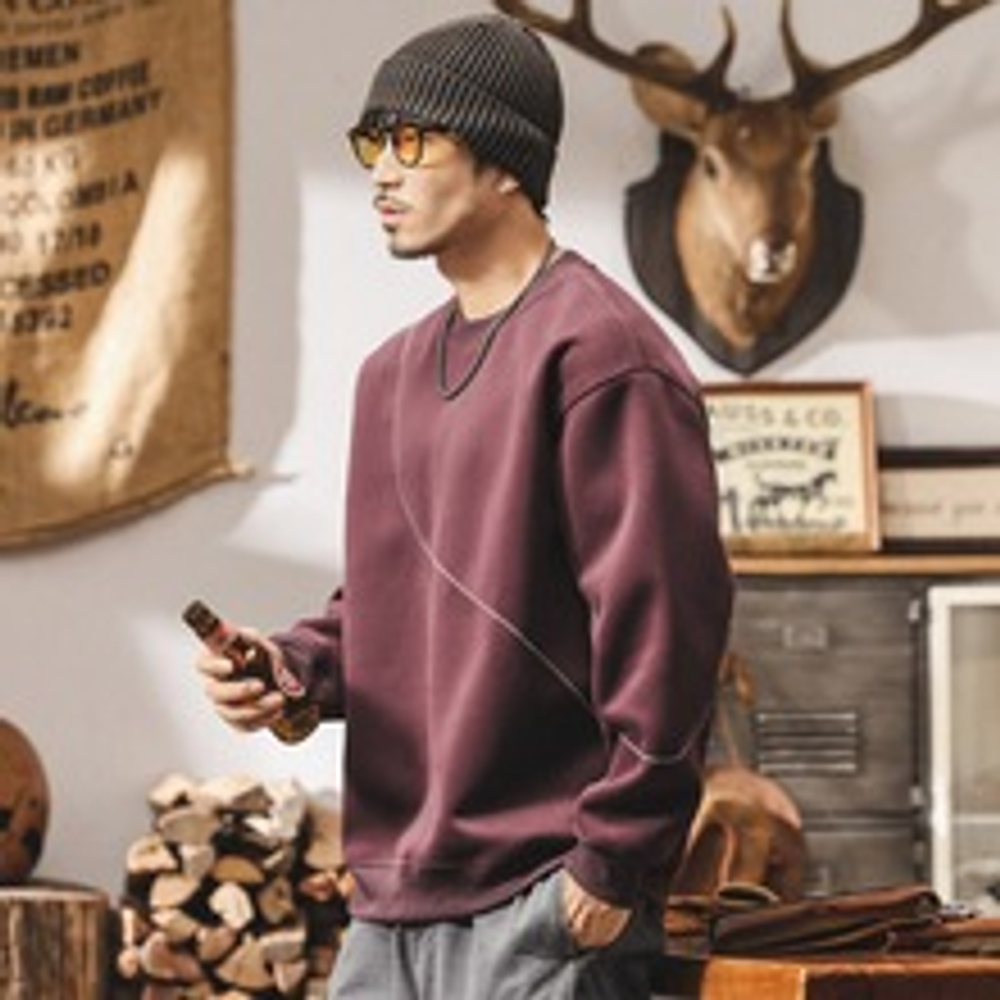 мужской свитшот нового сезона весна-осеньс декоративной строчкой