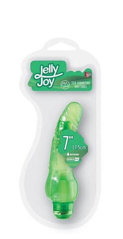 Зелёный гелевый вибратор JELLY JOY 7INCH 10 RHYTHMS GREEN - 17,5 см. (Цвет: зеленый)