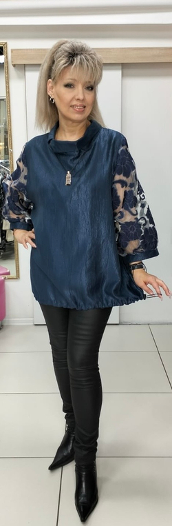 Комбинированный блузон-туника с подвеской