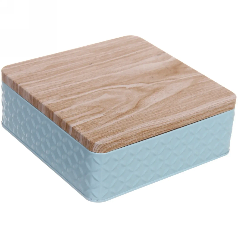 Банка жестяная «Kitchen romance» 1500мл 17*17*6cм, голубая