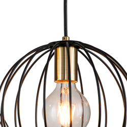 Подвесной светильник 3x60Вт E27, металл, чёрный/бронза