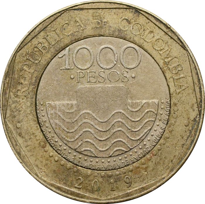 1 000 песо 2019 Колумбия