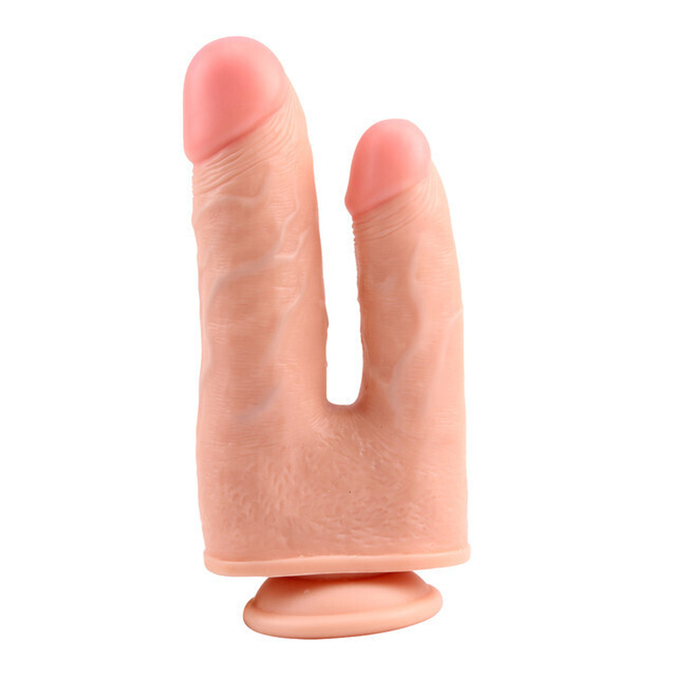 Двойной фаллоимитатор на присоске Bromeo # 02 (Цвет: телесный)