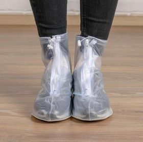 Многоразовые бахилы для обуви от дождя молния спереди Белые