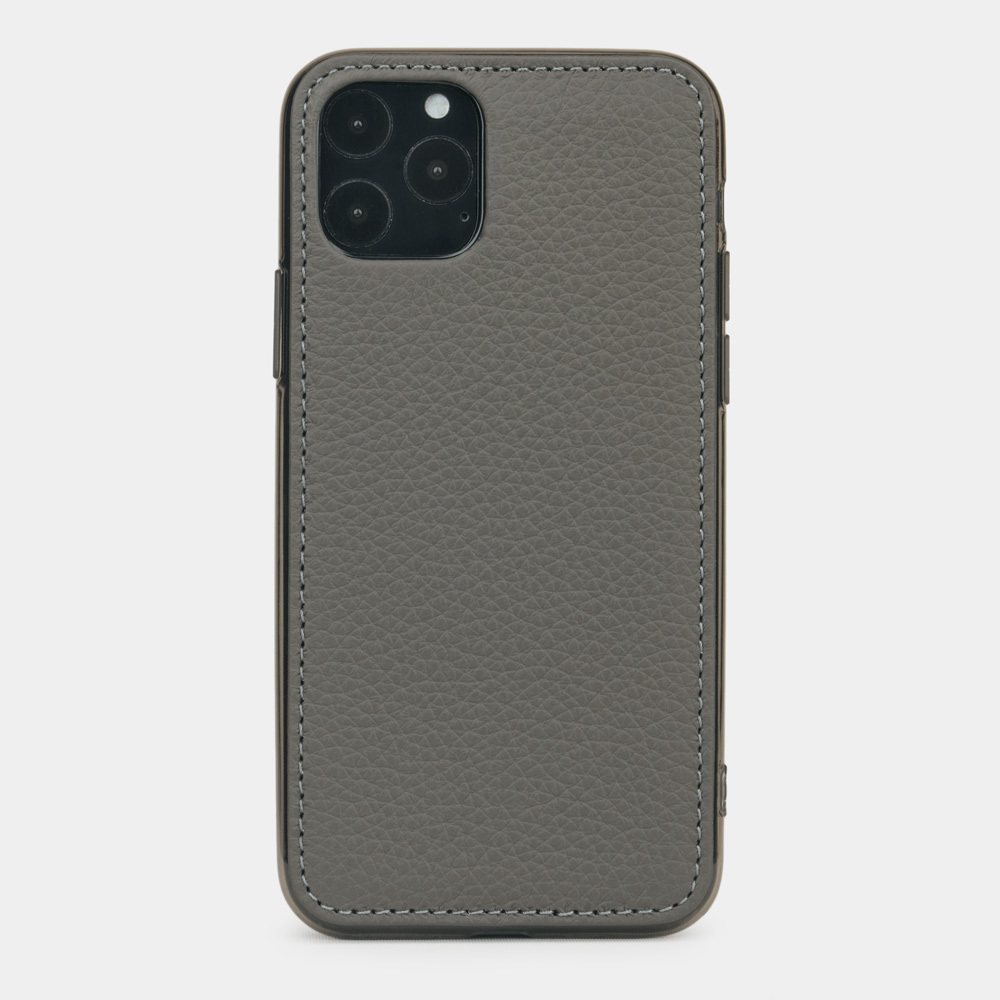 Чехол-накладка кожаный для iPhone 11 Pro Max серого цвета
