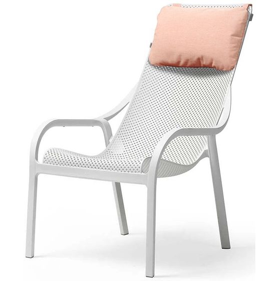 Уличное кресло Net Lounge белое с розовой подушкой