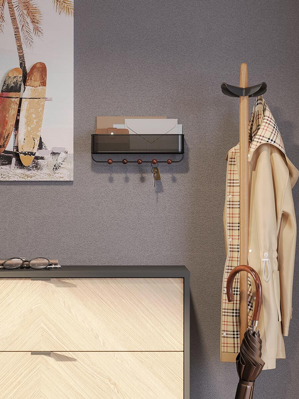 Вешалка подвесная Estique, черная/орех