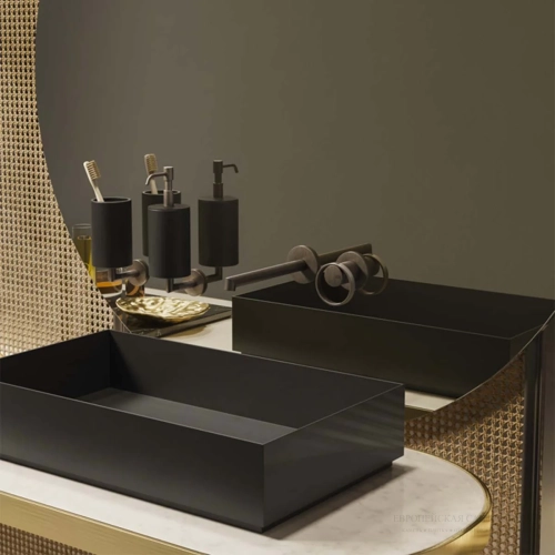 Смеситель для раковины Gessi Anello, настенный, длинный излив, встраиваемый, цвет Antique Brass